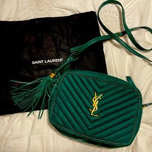 Yves Saint Laurent crossby hunter green bag. Velvet!